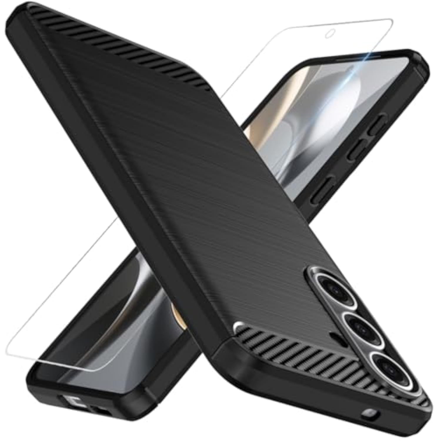 Galaxy S25 FE Phone Case with Screen Protector and Shock Absorption for Samsung Galaxy S25 FE Black