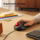 Wired Trackball Mouse For Large Hands, Ergonomic Design Reduces Wrist & Muscle Strain, Precision Tracking With Easy Index Finger Control, Compatible With Pc, Laptop, Windows, Mac, Red