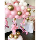 Pink And Gold Balloons Set - 12 Inch Light Pink White Balloons Shiny Metallic Gold Balloon Glitter Confetti Latex Balloon For Girl Women Princess Baby Shower Birthday Wedding Party Decorations
