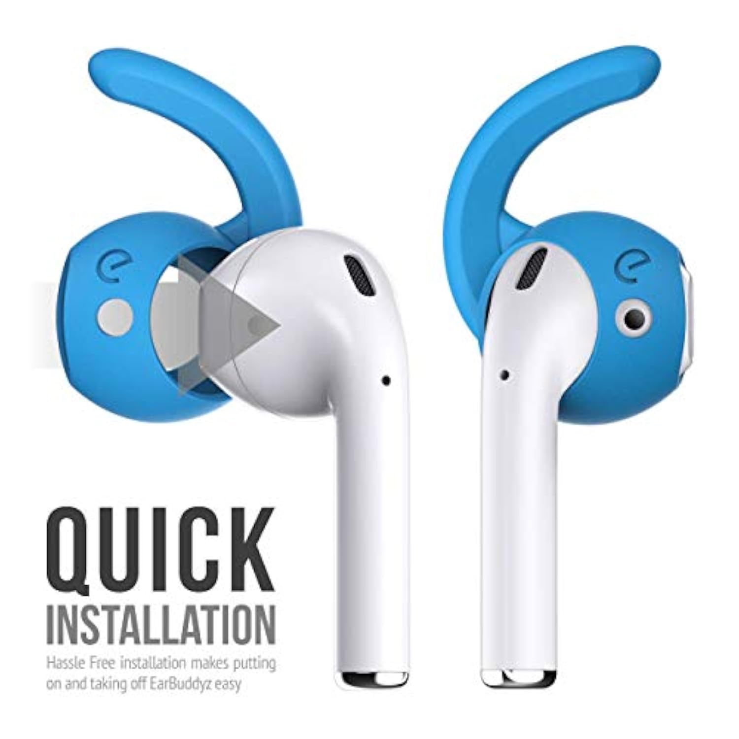 Earbuddyz 2.0 Ear Hooks And Covers Accessories Compatible With Apple Airpods 1 & 2 Or Earpods Headphones/Earphones/Earbuds (3 Pairs) (Sky Blue)
