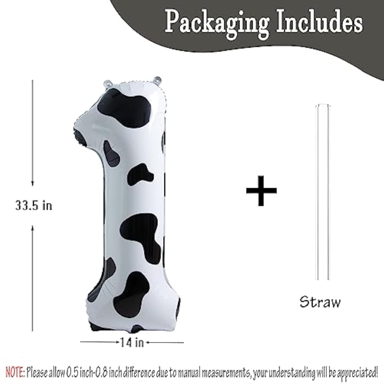 Cow Print Balloon Birthday Decorations Supplies,40 Inch Number 1 Balloon | Cowgirl Theme Number Balloons For 1St Birthday Party | Farm Barn Decor For Kids