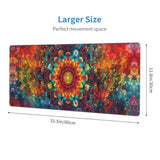 Mandala Mouse Pad 31.5 X 11.8 Inch Big Desk Rubber Base Stitched Edges Keyboard Pad Xxl Mouse Mat For Home Game And Office