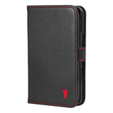 Phone Case Compatible with Google Pixel 10 Pro Fold 8 2025 Premium Leather Wallet Case with Stand Function and Card Slots (Black with Red Detail)