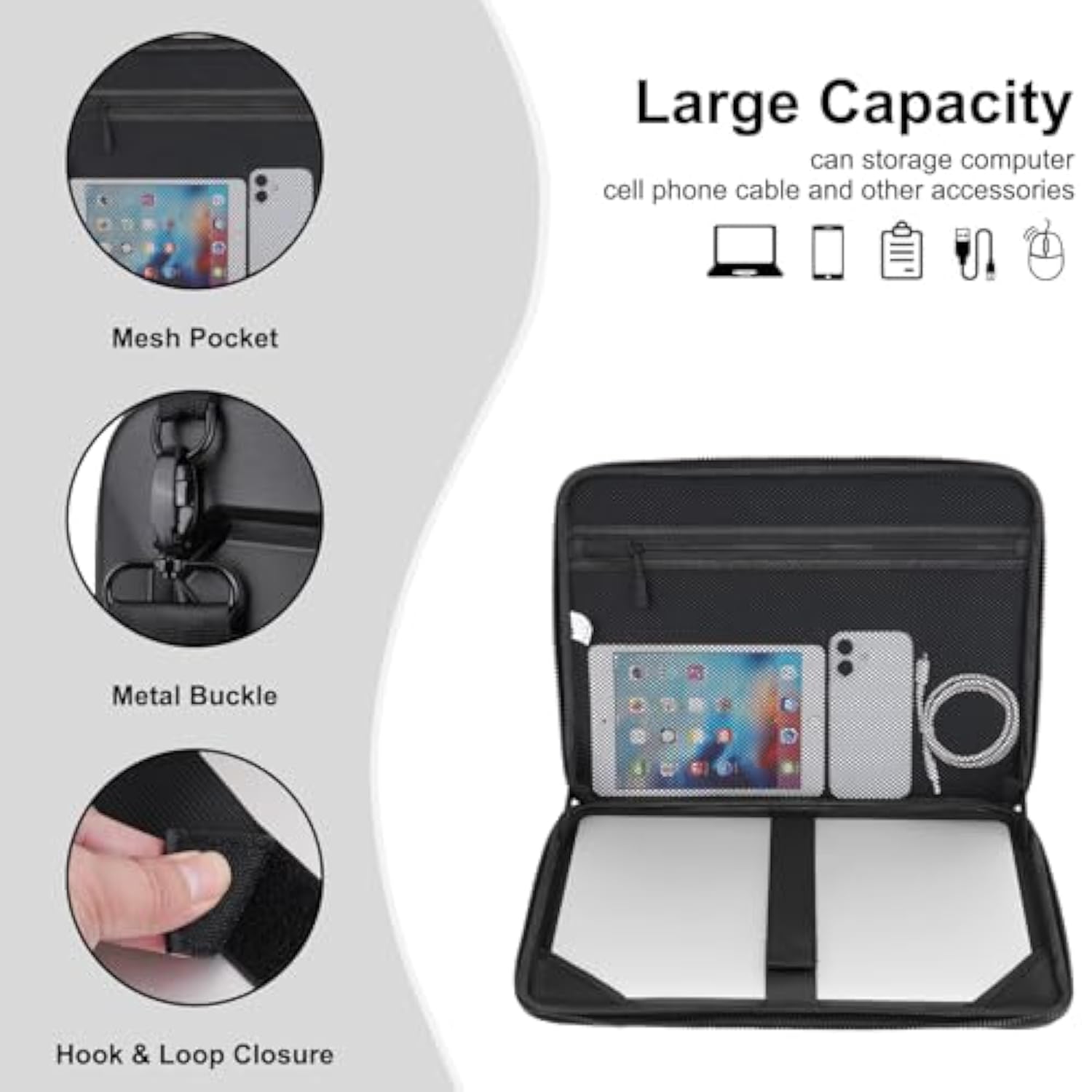 MOSISO 15.6 inch Hard Shell Laptop Sleeve Shoulder Bag, Waterproof Shockproof Protective EVA Computer Bag Carrying Case Compatible with MacBook Pro 16, 15-16 inch Lenovo, HP, Dell, Notebook, Black