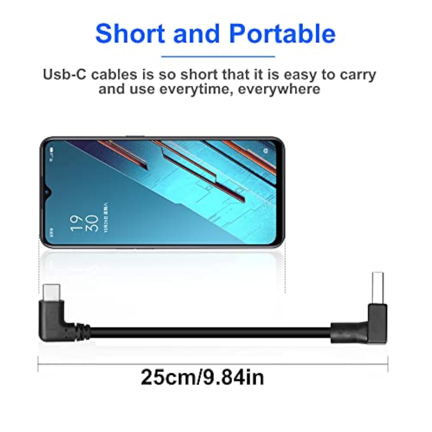 90 Degree Usb Type C Cable, Up Down Angle 18W Fast Charging Usb A To Usb C Cab