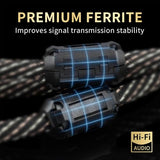 Audiophile HiFi Audio RCA Cables - RCA Splitter 1 Male 2 Male,15 AWG,4N OFC Core,Gold-Plated Plugs,with Nylon Braid,Subwoofer Cable,Compatible with