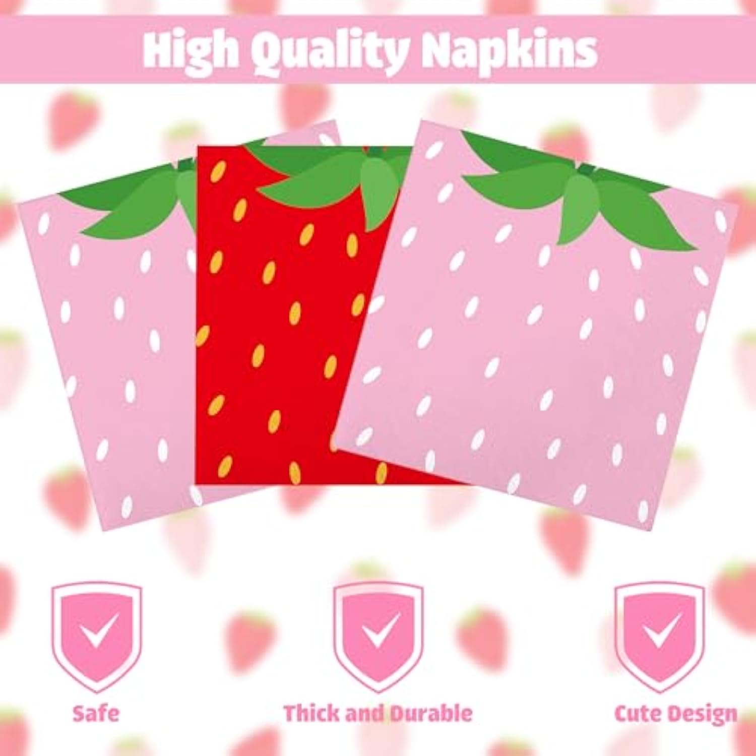 Strawberry Party Tableware Set Strawberry Theme Paper Plates Napkins Cups Strawberries Plastic Tablecloth Disposable Strawberries Party Supplies For Birthday Baby Shower, Pink