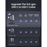 Usb C Cable To Usb C 60W 3.1A, [2-Pack 6.6Ft] Type C To Type C Cable Right Ang