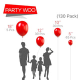 130 Pcs Red Balloon Arch Kit Matte Latex Balloons for Parties & Holidays