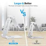 OMOTON Foldable Cell Phone Stand, C4 Portable Aluminum Phone Holder, Adjustable Phone Dock Cradle Compatible with iPhone 16/15/14/13 Pro Max, Samsung Galaxy, Small Tablets, All Smart Phones, Silver
