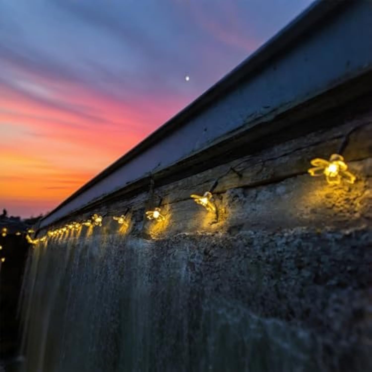 Solar Flower String Lights, 50 Led Outdoor Patio Lights Waterproof, Fairy Lights For Outside Patio Garden Fence Yard Chr