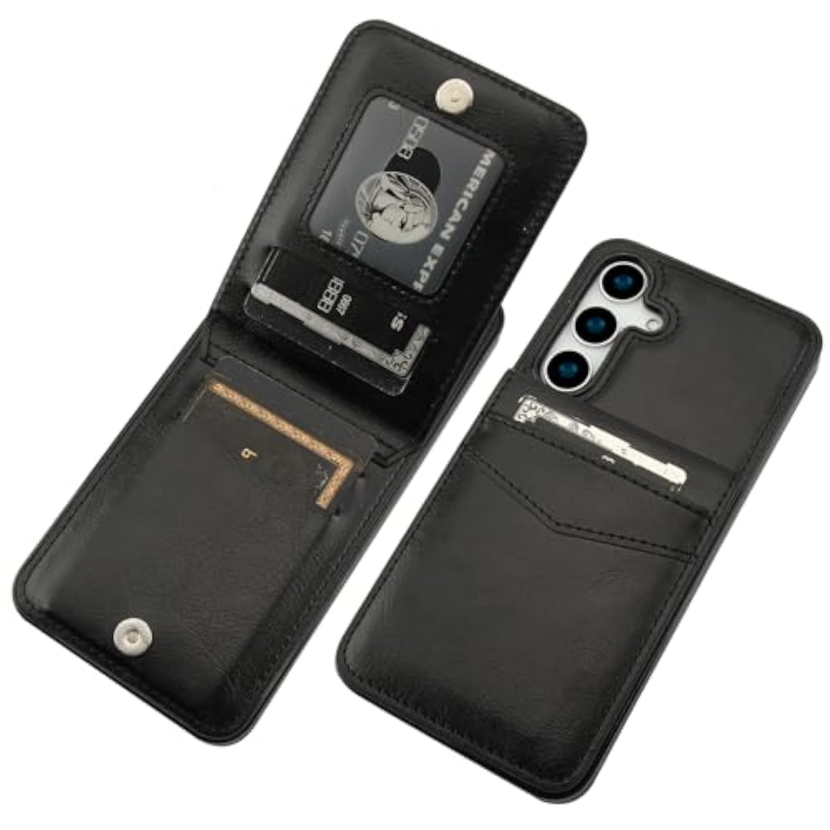 For Samsung Galaxy S25 Plus Case Wallet With Credit Card Holder, Flip Premium Leather Magnetic Clasp Kickstand Heavy Duty Protective Cover For Samsung Galaxy S25 Plus 6.7" (Black)