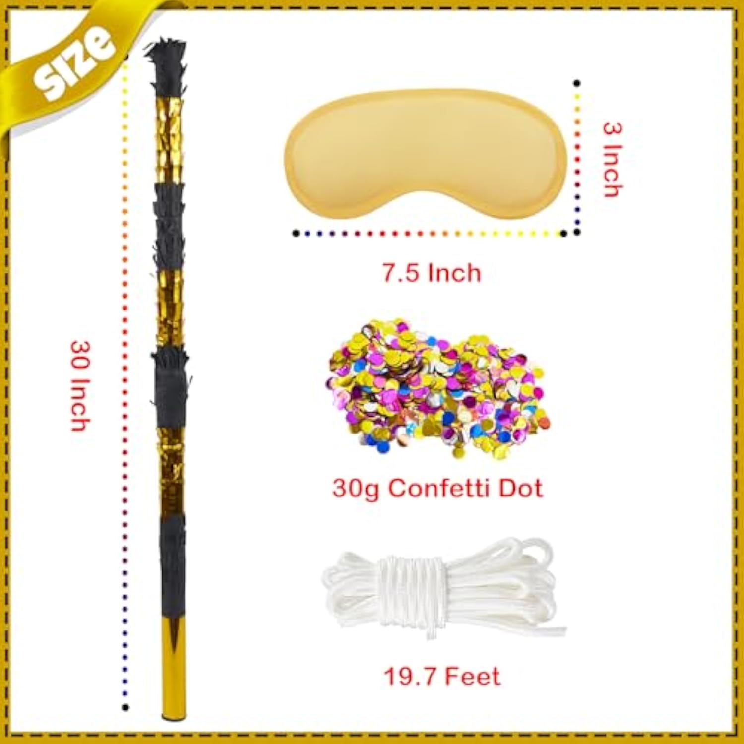 30 Inch Piñata Stick Kit Black Gold Very Sturdy Will Not Break, Suitable For Kids Adults Can Have Fun At Any Party