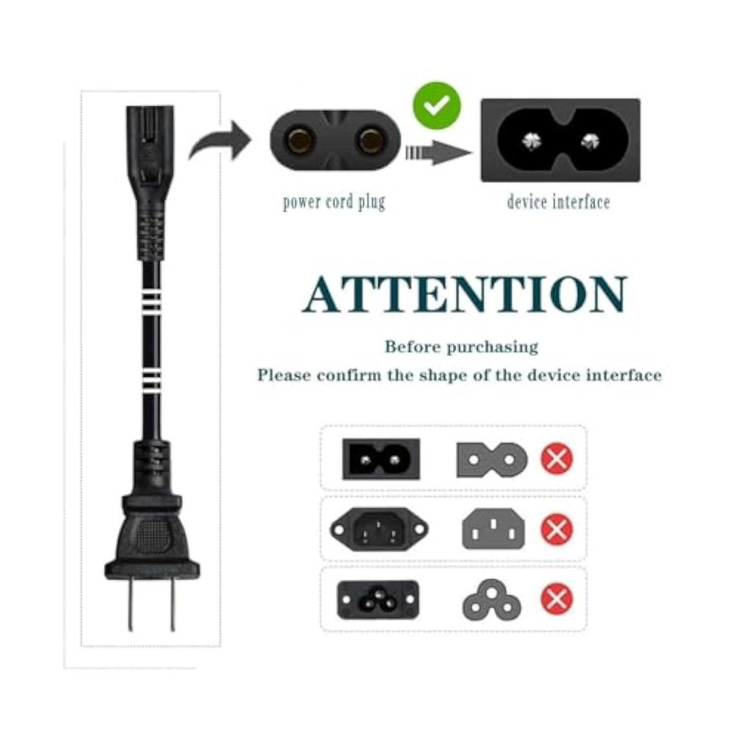 Apple Tv Power Cable, 6Ft Cord Compatible With Apple Tv 1St-5Th Gen (4K), Replacement Power Cord