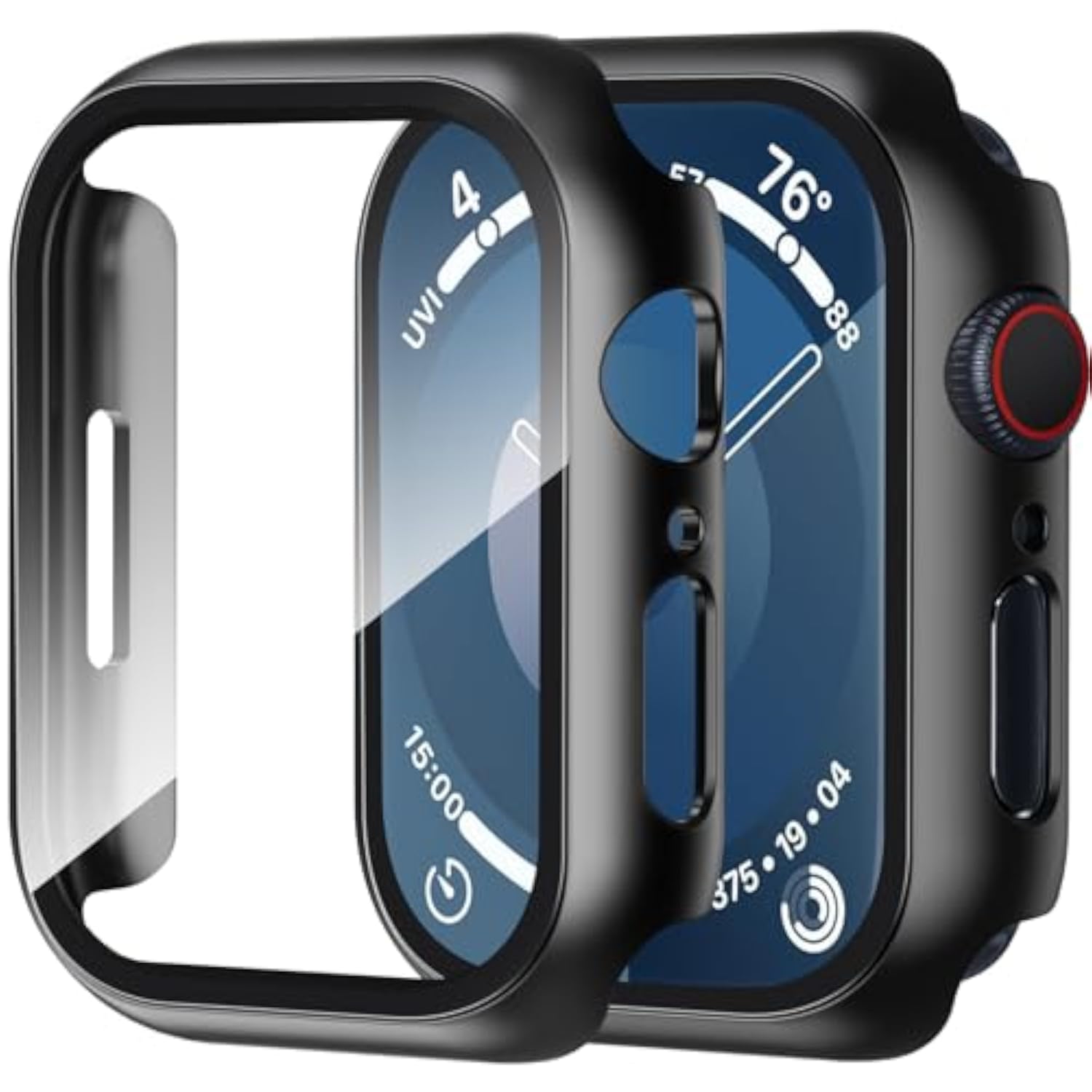 2 Pack Case Compatible with Apple Watch SE 3 (2025), SE 2, SE, Series 6, 5, 4 40mm with Tempered Glass Screen Protector, Hard PC Case Overall Protective Cover - Black
