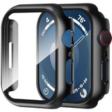 2 Pack Case Compatible with Apple Watch SE 3 (2025), SE 2, SE, Series 6, 5, 4 40mm with Tempered Glass Screen Protector, Hard PC Case Overall Protective Cover - Black