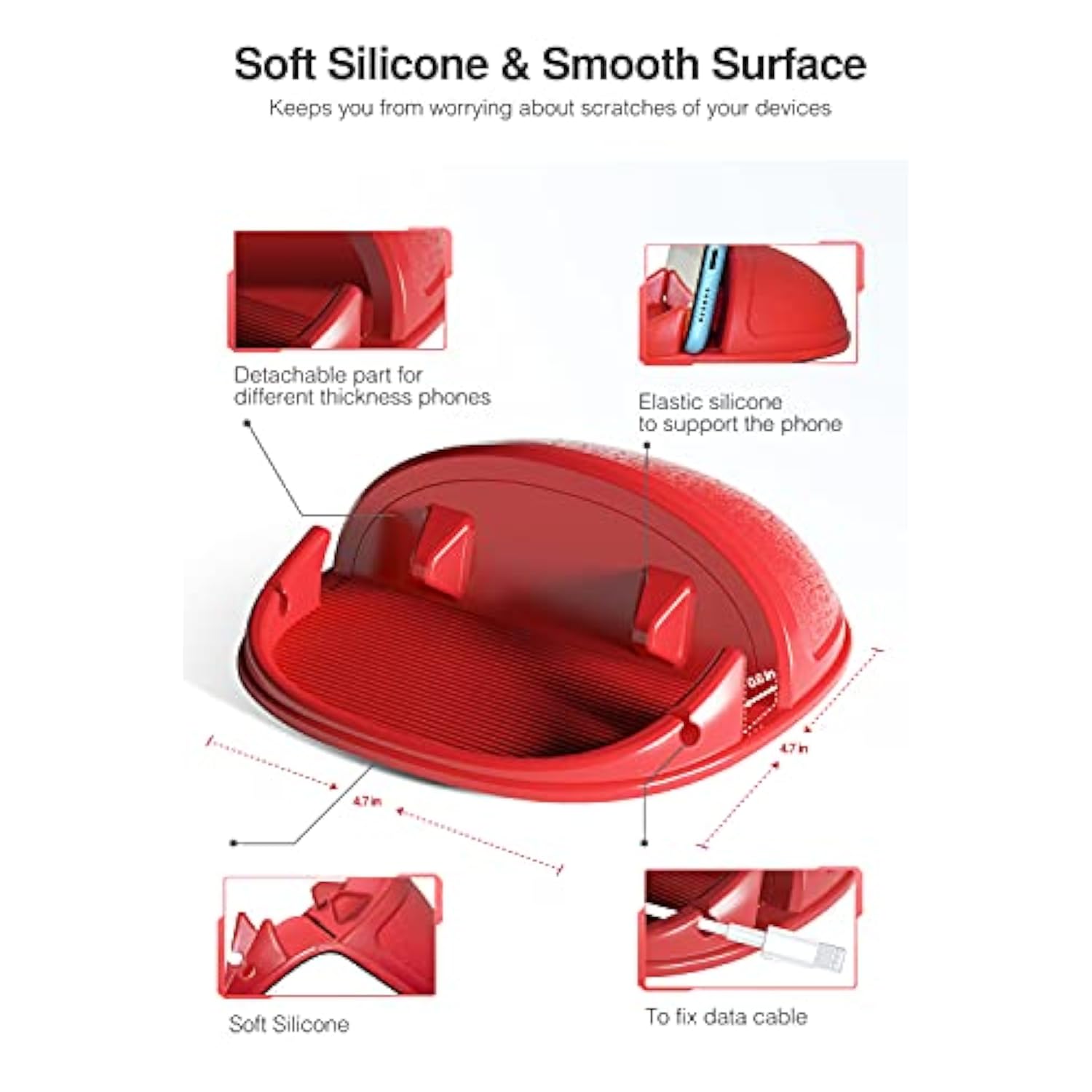 Slip Free Desk Phone Stand Compatible with iPhone, Samsung & Android Smartphones