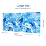 Gaming Mouse Pad Liquid Art Blue Marble Non-Slip Rubber Base Extended Mousepad With Stitched Edges Keyboard Computer Laptop Mat For Gamer Desktop Office Home 31.5 X 11.8 In