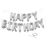 Silver Happy Birthday Banner – 16" Foil Letter Balloons for Party Backdrops