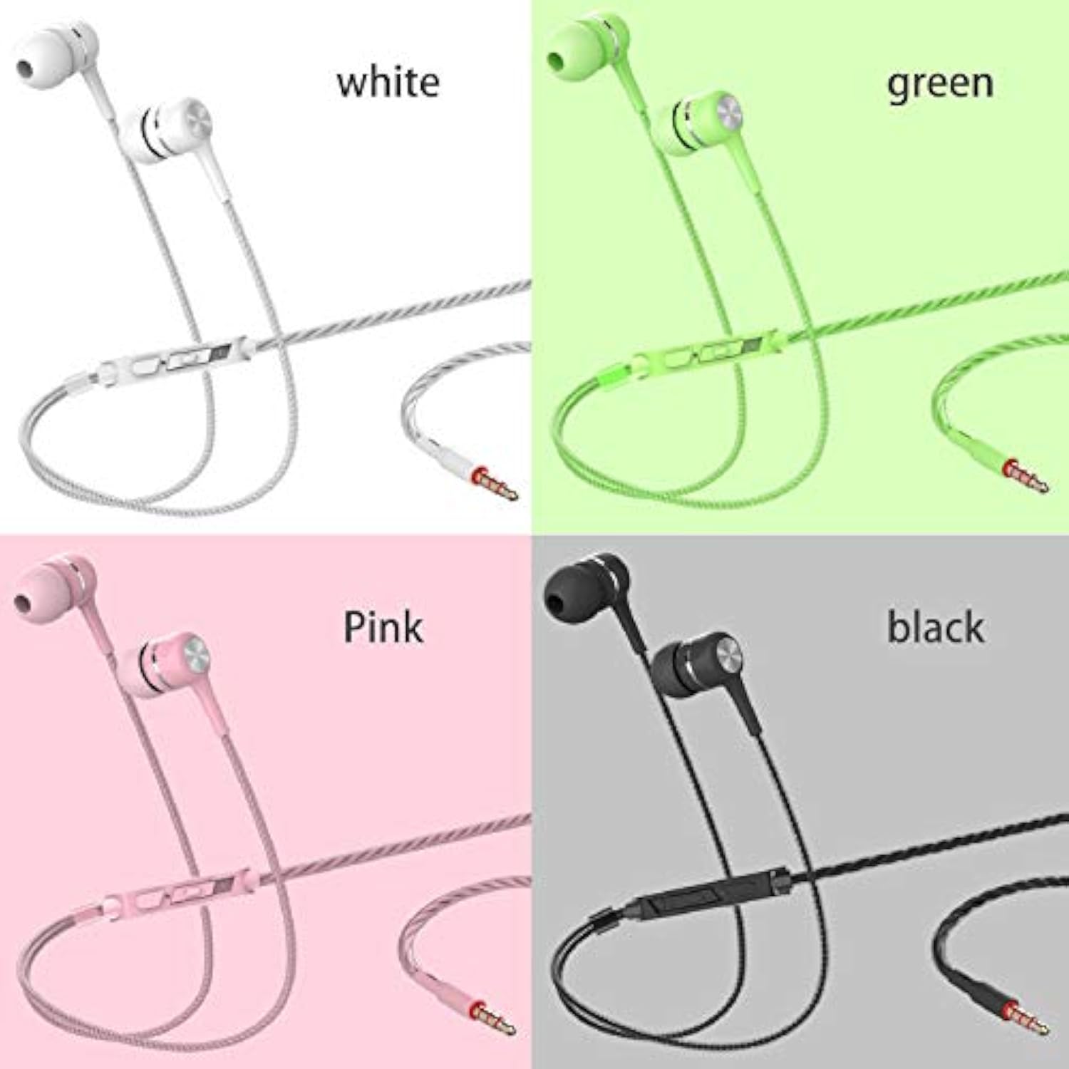 YNR 4 Pairs Wired Earbuds with Microphone & Volume Control, in Ear Earphones for School, Noise Islating High Definition, for 3.5mm Jack iPhone iPad iPod Samsung Google Devices (A12-4)