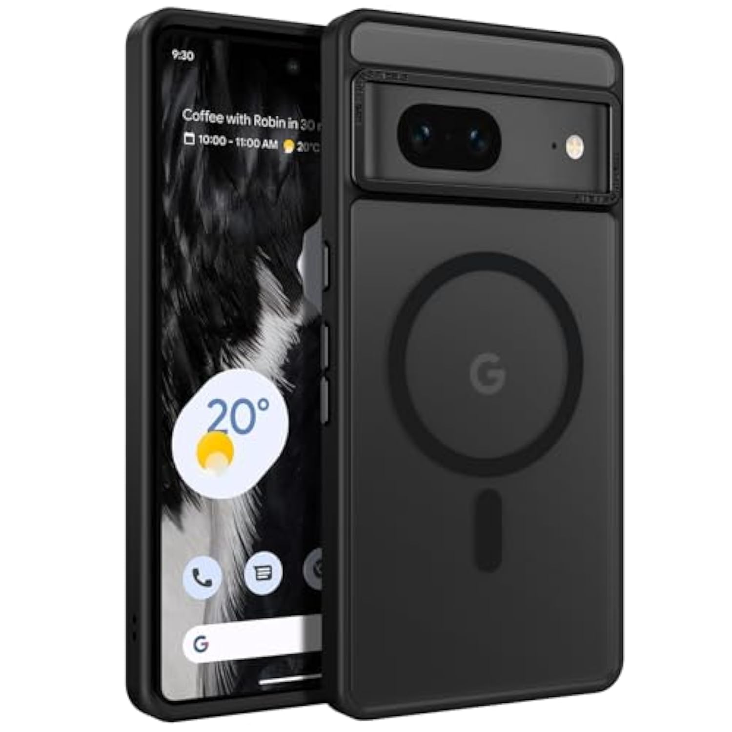 For Google Pixel 7 Case [Compatible With ] Translucent Matte Magnetic Pixel 7 Case Slim Thin Shockproof Women Men Protective Phone Cases Cover For Google Pixel 7 6.4", Black