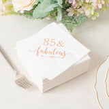 85 And Fabulous Cocktail Napkins Rose Gold For Women 85Th Birthday Decorations, 85Th Birthday Bevergae Dessert Table Supplies, 50Pcs, 3-Ply