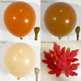 117pcs Fall Balloon Arch Kit Burnt Orange Brown Nude Balloons with Leaves for Autumn Party