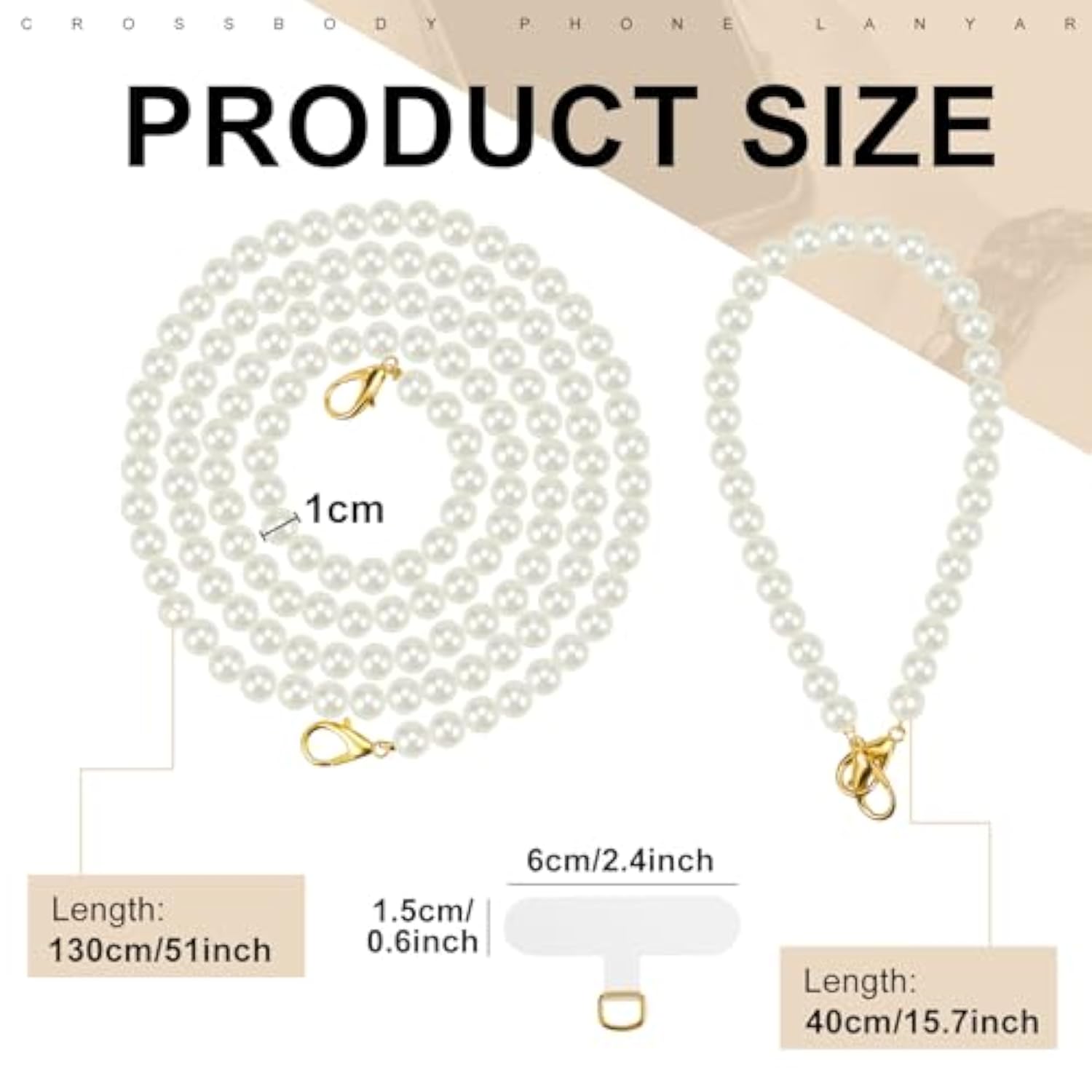 2 Pcs Pearl Beaded Cell Phone Lanyard, Pearl Phone Lanyard Crossbody And Cell Phone Wrist Strap Phone Strap Crossbody With Tether Tabs For Most Phones Case Bag Purse