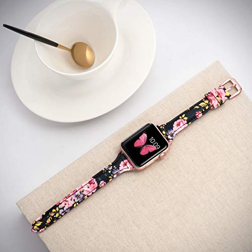Slim Thin Leather Bands Compatible with Apple Watch Band 38mm 40mm 41mm 42mm 44mm 45mm 46mm 49mm Women Men Strap Wristband Bracelet for iWatch Series