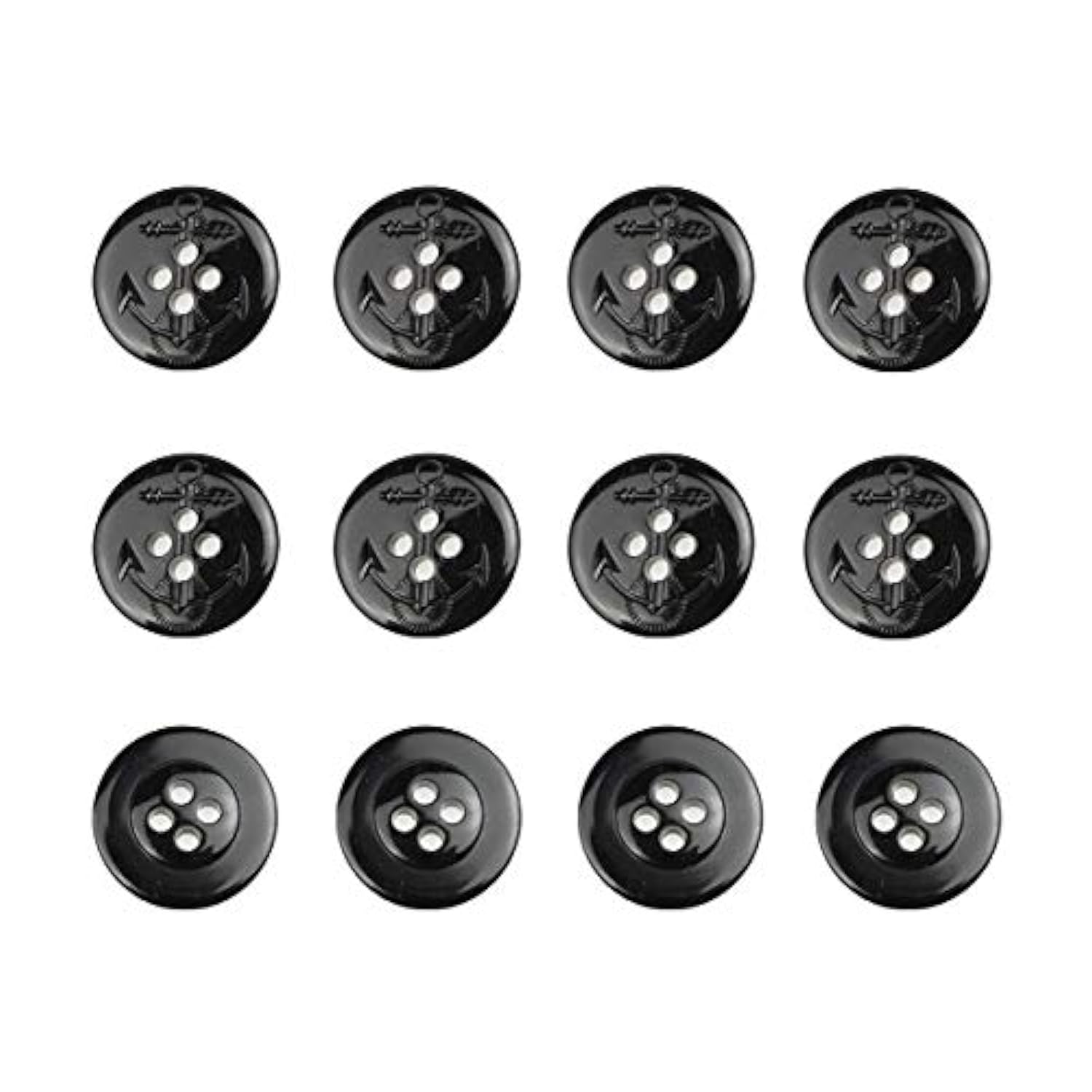 12 Pcs Anchor Pattern Carving Plastic Flat Buttons 4-Hole Craft For Di