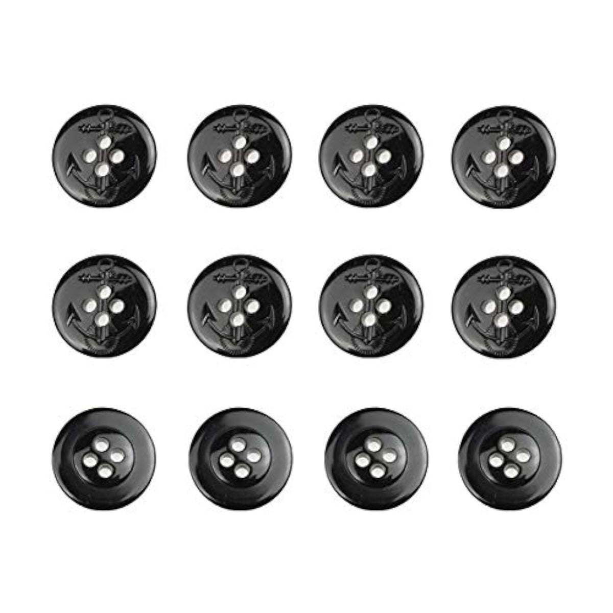 12 Pcs Anchor Pattern Carving Plastic Flat Buttons 4-Hole Craft For Di