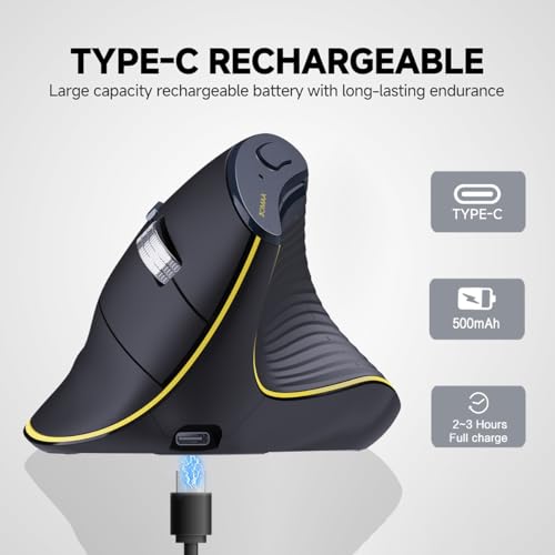 Ergonomic Wireless Bluetooth Vertical Silent Mouse, Rechargeable With Backlight And Fast Scrolling, Suitable For Laptop,Desktop,Pc,Macbook
