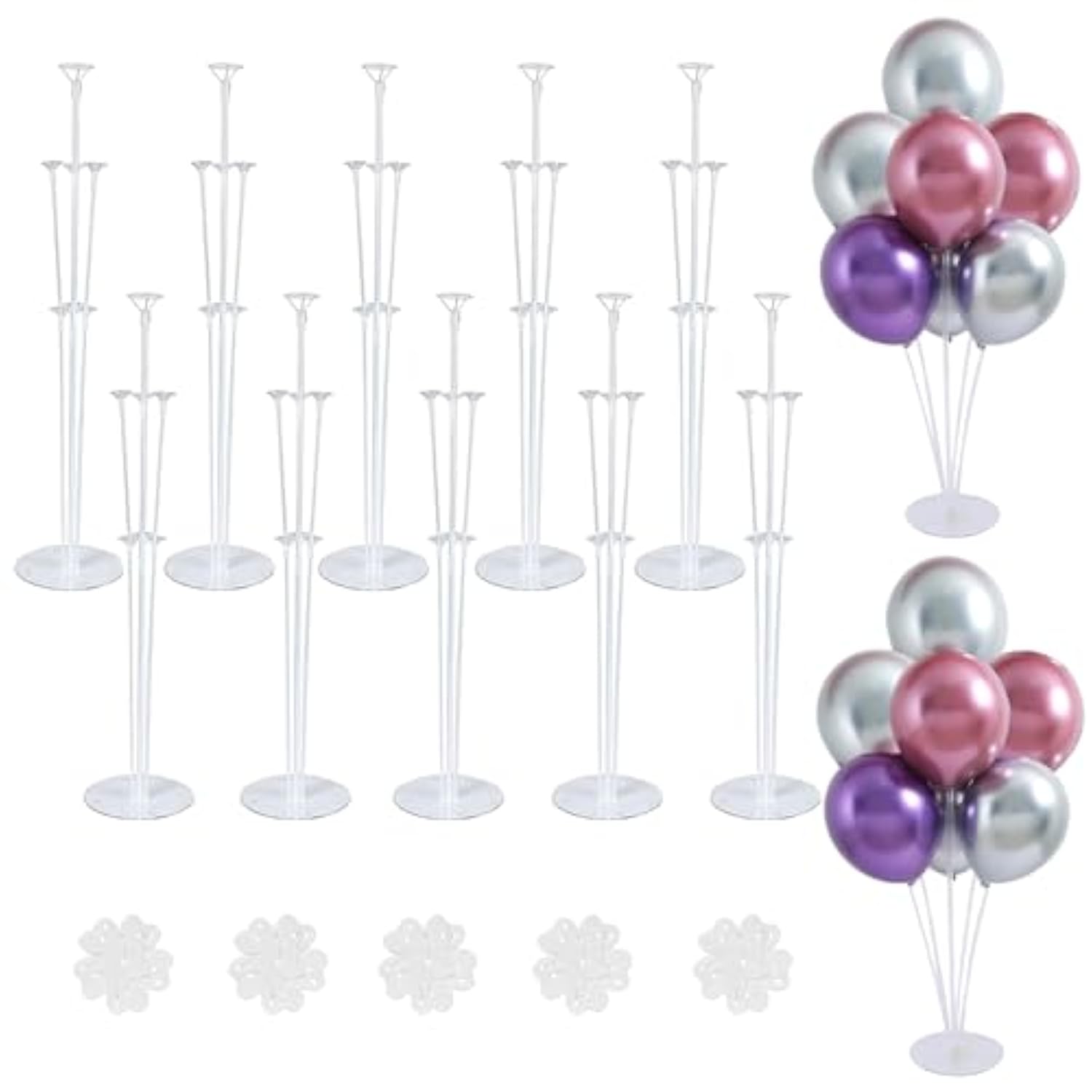 10 Sets Balloon Stand Kits, Balloon Sticks Holder With Base For Table Centerpiece Graduation Birthday Baby Shower Party Decorations
