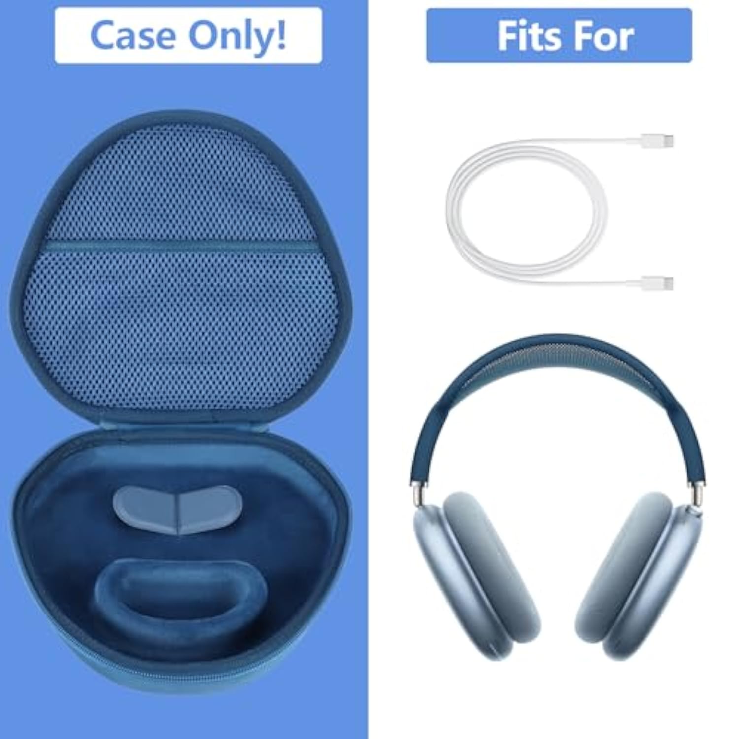 Hard Case Replacement For Apple Airpods Max Over-Ear Headphones (Dark Blue Case)