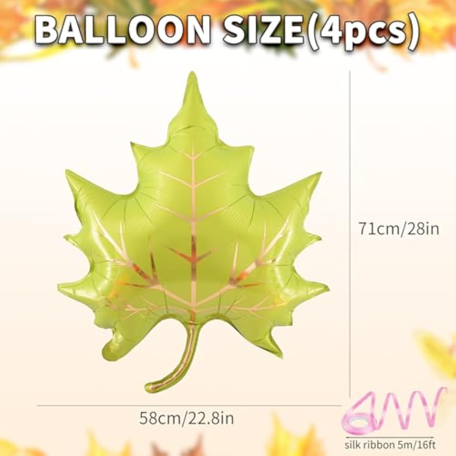 Fall Maple Leaf Foil Balloons: Autumn Party Decor, 4 Pcs