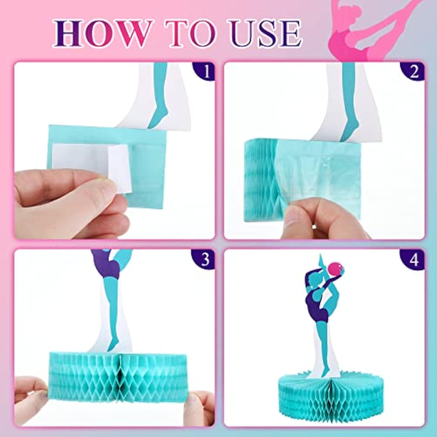 9 Pcs Gymnastics Honeycomb Centerpieces Gymnastics Party Decoration Gi