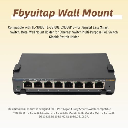 Wall Mount Compatible With Tp-Link Tl-Sg108 Tl-Sg108E Ls108Gp 8-Port Gigabit Easy Smart Switch, Metal Wall Mount Holder For Ethernet Switch Multi-Purpose Poe Switch Gigabit Switch Holder