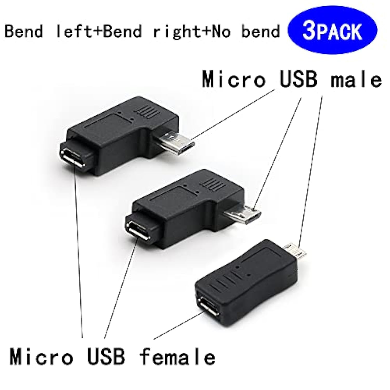 Micro Usb To Micro Usb Adapter,90 Degree Left & Right Angled Android Connector
