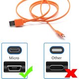 Micro Usb Fast Power Charging Charger Cable Cord For Jbl Charge 3, Charge 2, Flip 4, Pulse 2, Flip 2, Flip 3, Pulse Wireless Bluetooth Speaker Earphone Headphone - 0.65Ft & Orange