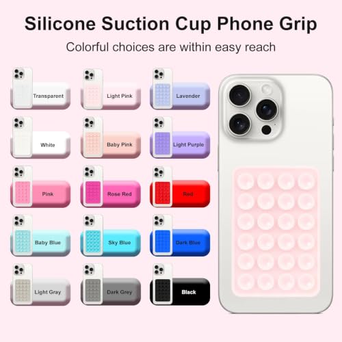 8PCS Silicone Suction Phone Case Mount, Non Slip Suction Cup, Hands-Free Phone Accessories Holder for Selfies and Videos, Silicone Adhesive Stand