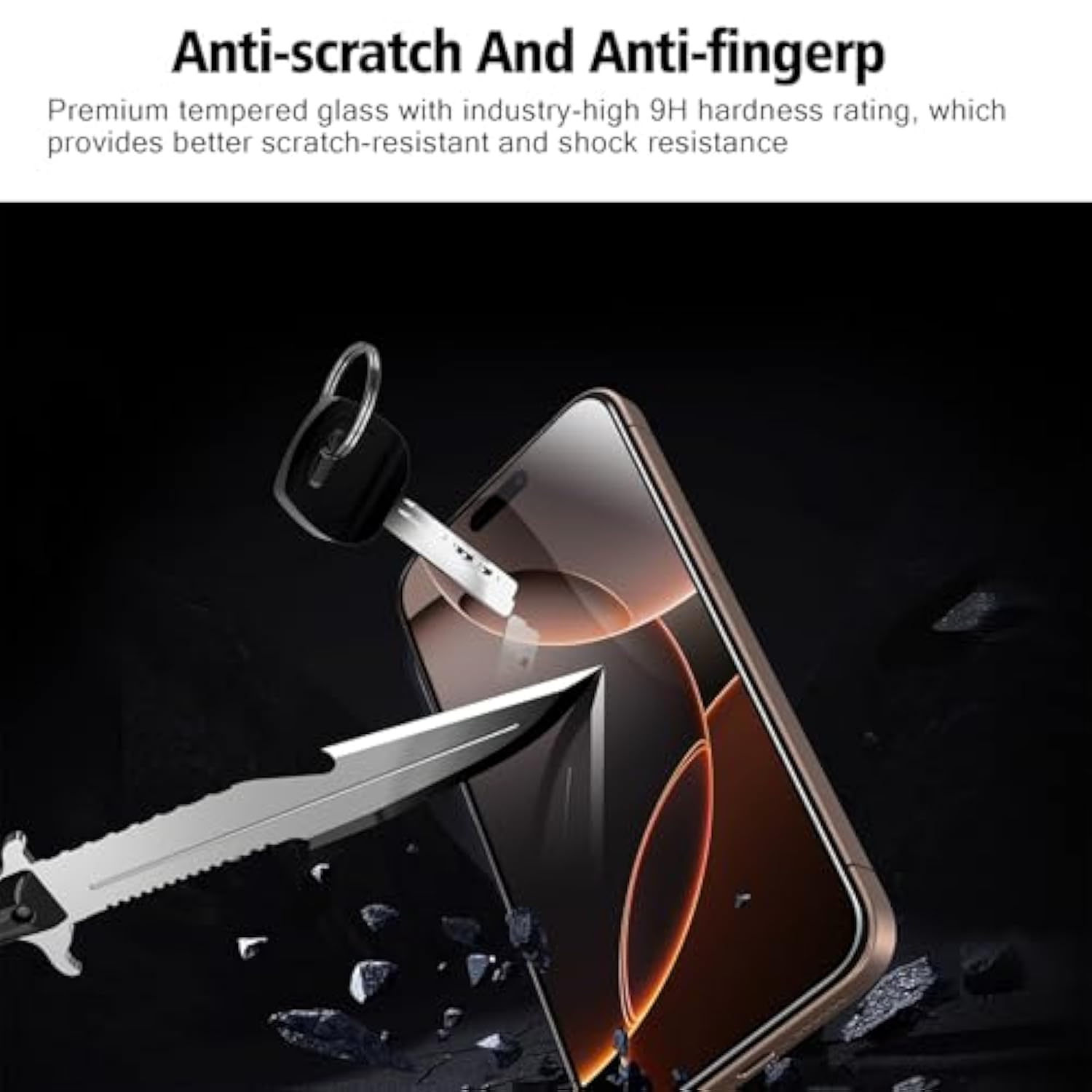 [2+1+2 Pack For Iphone 16 Pro Screen Protector With Camera Lens Protector, [Military Grade Shatterproof], Top 9H Tempered Glass, Full Edge Coverage, With Dust Free Easy Installation Tool