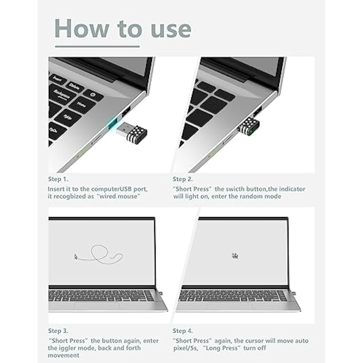 Mouse Jiggler Undetectable,Mouse Mover Device Has Two Swing Modes Jiggle And M
