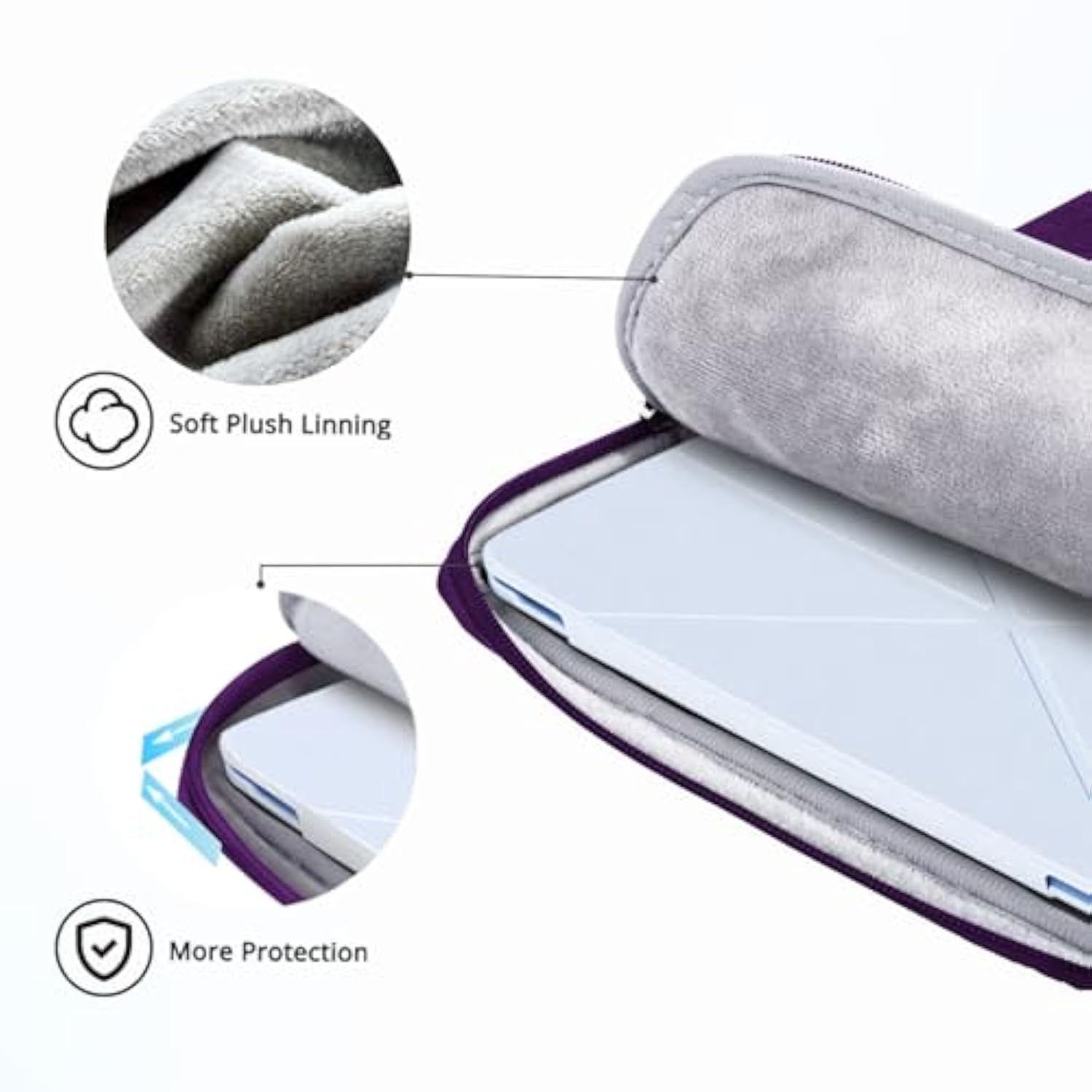 Purple Laptop Sleeve, 14 Inch, Compatible With Macbook Pro 2021, Notebook Asus, Acer Chromebook, Handmade, Zipper