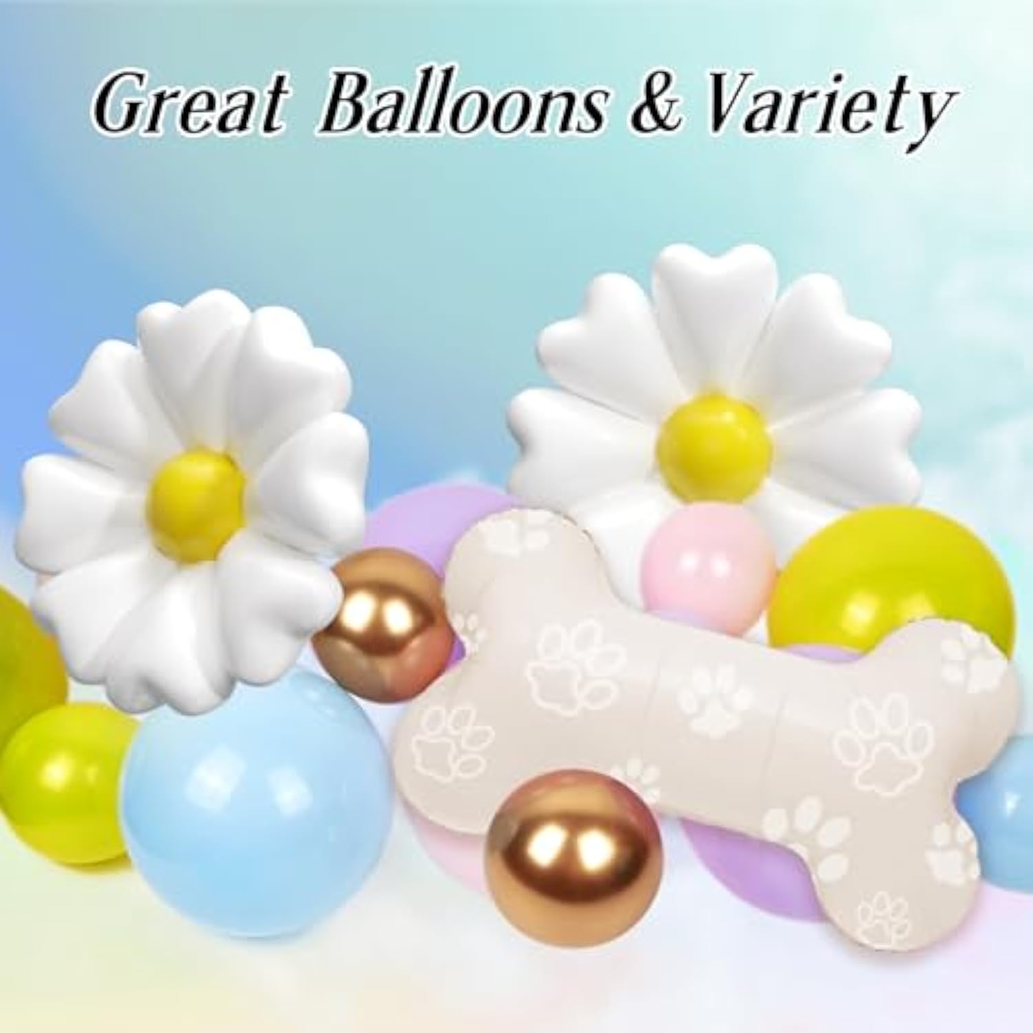 161Pcs Pastel Balloons Arch Kit, Dog Paw Birthday Decorations With Pastel Pink Yellow Blue Purple Daisy Dog Bone Balloons For Theme Baby Shower Blue Birthday Party Decorations