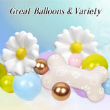 161Pcs Pastel Balloons Arch Kit, Dog Paw Birthday Decorations With Pastel Pink Yellow Blue Purple Daisy Dog Bone Balloons For Theme Baby Shower Blue Birthday Party Decorations