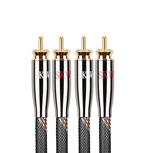 Audiophile Series RCA Cable, 2RCA Male to 2RCA Male Hi-Fi Interconnect Cord, 1.6ft/0.5M, 7mm Heavy Duty Multiple Shielded Nylon Braided Cord for