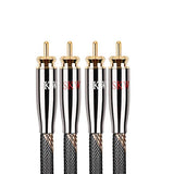 Audiophile Series RCA Cable, 2RCA Male to 2RCA Male Hi-Fi Interconnect Cord, 1.6ft/0.5M, 7mm Heavy Duty Multiple Shielded Nylon Braided Cord for