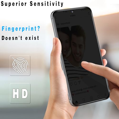 [3 Pack for  Galaxy S23 Privacy Screen Protector Tempered Glass, NO Bubbles, Fingerprint Unlock, Anti Spy, Anti-Scratch, Easy install