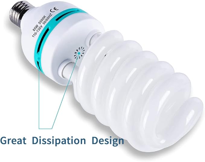85W CFL Photography Light Bulb 5500K Daylight Spiral Softbox E26 E27 Studio Lighting
