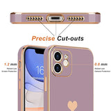 Compatible With Iphone 11 Case For Women Girl Cute Love Heart Luxury Bling Plating Soft Back Cover Full Camera Protection Bumper Silicone Shockproof Phone Case, Lavender
